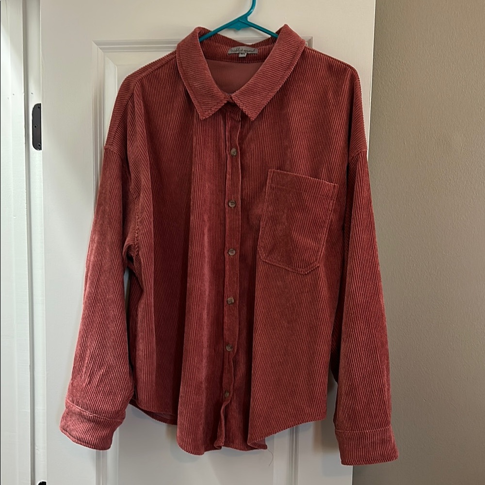 Pink Button Down Shirt with Relaxed Fit